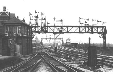Derby Station North Junction signal gantry